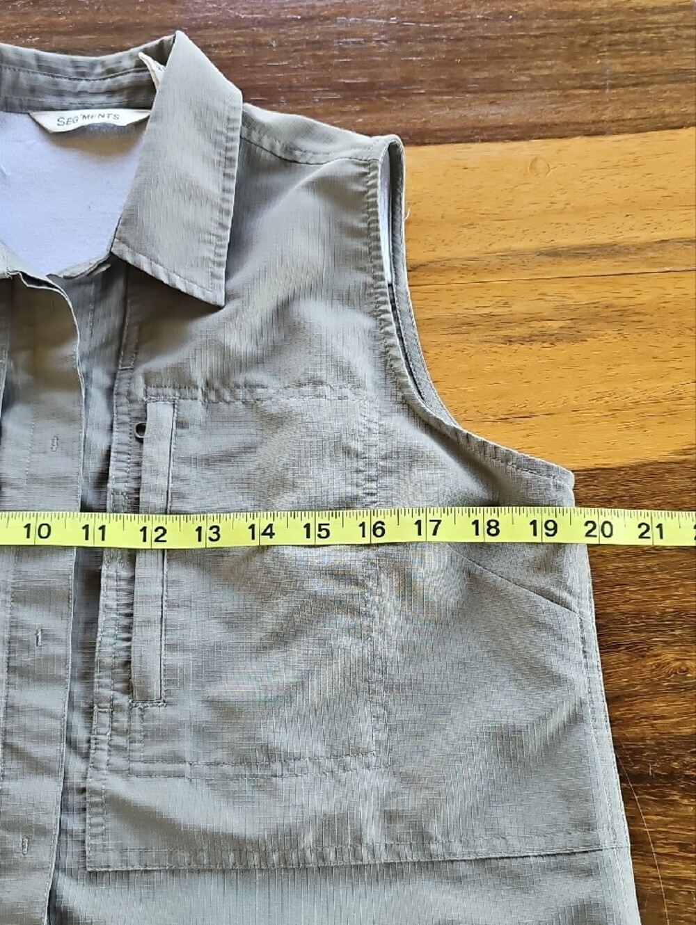 Seg'ments Sleeveless Utility Hiking Shirt Vent Back Trail Top Grey M - Picture 3 of 6